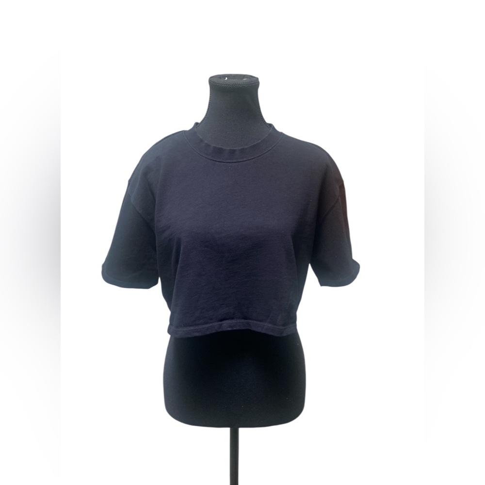 Zara Black Short Sleeve Crop Top GUC S